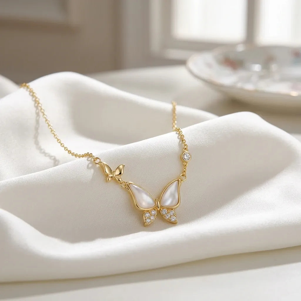 Mother-of-pearl Butterfly Necklace